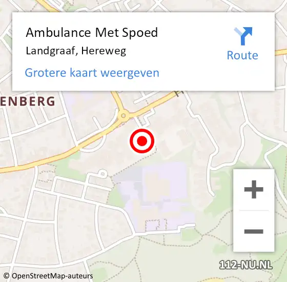 Locatie op kaart van de 112 melding: Ambulance Met Spoed Naar Landgraaf, Hereweg op 25 augustus 2014 13:23