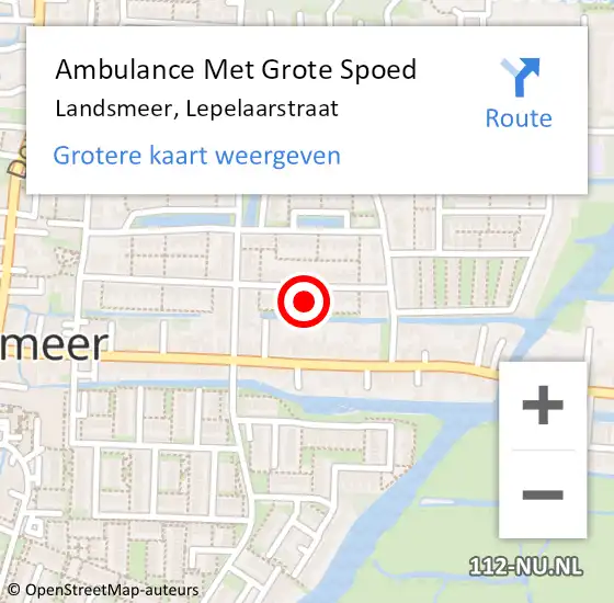 Locatie op kaart van de 112 melding: Ambulance Met Grote Spoed Naar Landsmeer, Lepelaarstraat op 14 mei 2023 13:23