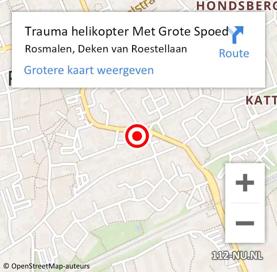 Locatie op kaart van de 112 melding: Trauma helikopter Met Grote Spoed Naar Rosmalen, Deken van Roestellaan op 14 mei 2023 13:32