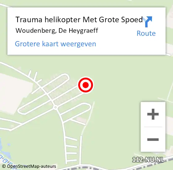 Locatie op kaart van de 112 melding: Trauma helikopter Met Grote Spoed Naar Woudenberg, De Heygraeff op 14 mei 2023 14:02