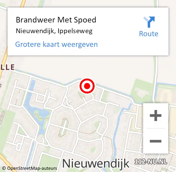 Locatie op kaart van de 112 melding: Brandweer Met Spoed Naar Nieuwendijk, Ippelseweg op 14 mei 2023 14:28