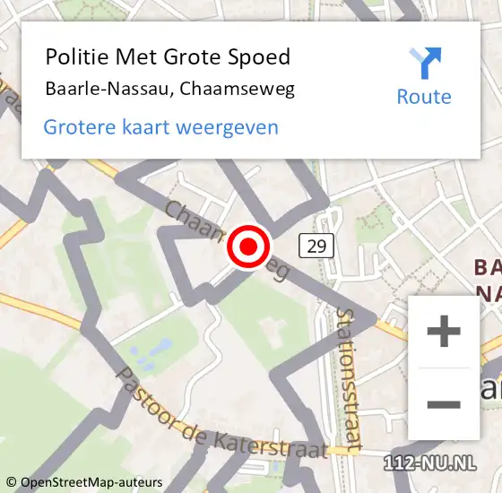 Locatie op kaart van de 112 melding: Politie Met Grote Spoed Naar Baarle-Nassau, Chaamseweg op 14 mei 2023 14:32