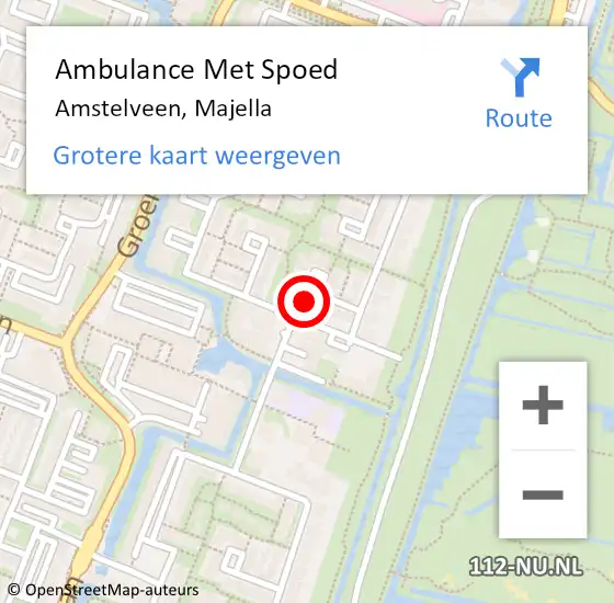 Locatie op kaart van de 112 melding: Ambulance Met Spoed Naar Amstelveen, Majella op 14 mei 2023 14:35