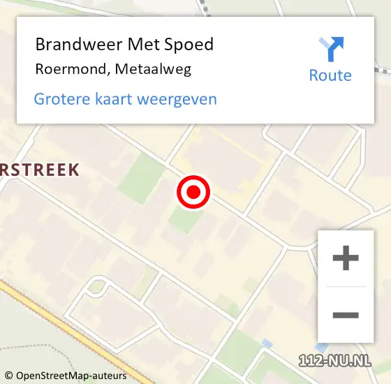 Locatie op kaart van de 112 melding: Brandweer Met Spoed Naar Roermond, Metaalweg op 14 mei 2023 14:45