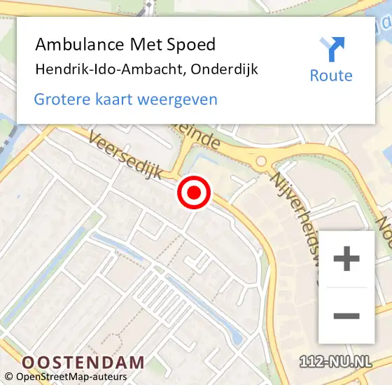 Locatie op kaart van de 112 melding: Ambulance Met Spoed Naar Hendrik-Ido-Ambacht, Onderdijk op 14 mei 2023 14:48