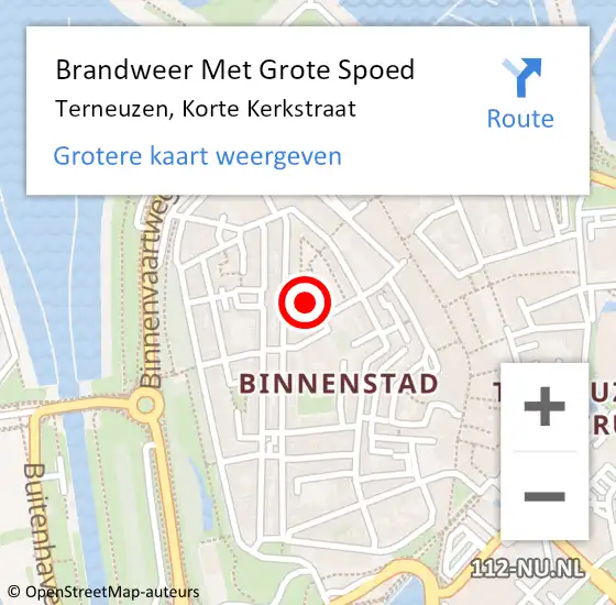 Locatie op kaart van de 112 melding: Brandweer Met Grote Spoed Naar Terneuzen, Korte Kerkstraat op 14 mei 2023 15:18