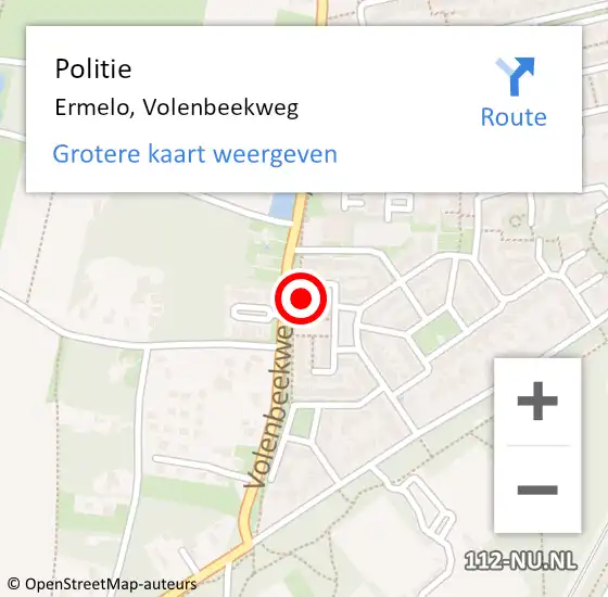 Locatie op kaart van de 112 melding: Politie Ermelo, Volenbeekweg op 14 mei 2023 15:25