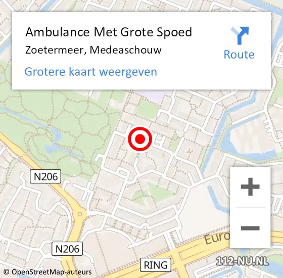 Locatie op kaart van de 112 melding: Ambulance Met Grote Spoed Naar Zoetermeer, Medeaschouw op 14 mei 2023 15:32