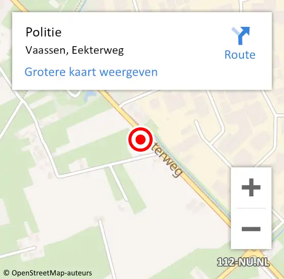 Locatie op kaart van de 112 melding: Politie Vaassen, Eekterweg op 14 mei 2023 15:46