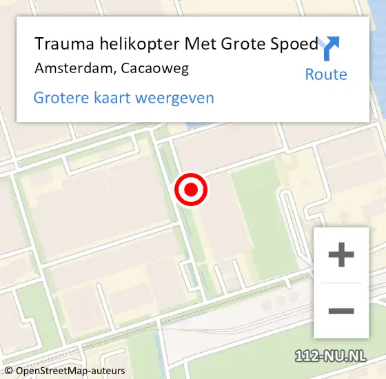 Locatie op kaart van de 112 melding: Trauma helikopter Met Grote Spoed Naar Amsterdam, Cacaoweg op 14 mei 2023 16:07