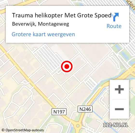 Locatie op kaart van de 112 melding: Trauma helikopter Met Grote Spoed Naar Beverwijk, Montageweg op 14 mei 2023 16:09