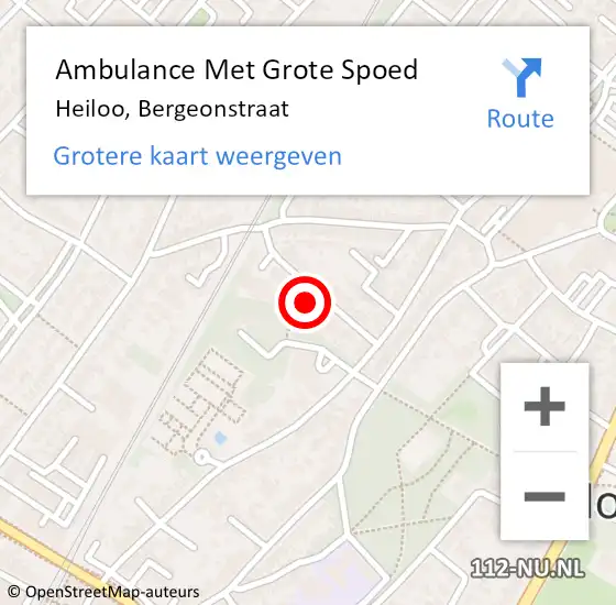 Locatie op kaart van de 112 melding: Ambulance Met Grote Spoed Naar Heiloo, Bergeonstraat op 14 mei 2023 16:20