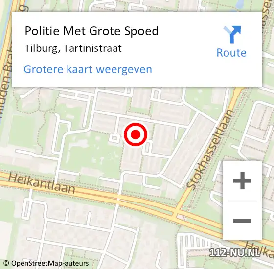 Locatie op kaart van de 112 melding: Politie Met Grote Spoed Naar Tilburg, Tartinistraat op 14 mei 2023 16:40
