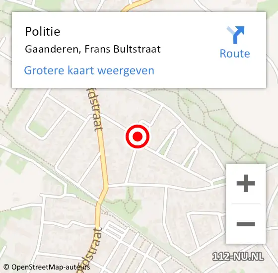 Locatie op kaart van de 112 melding: Politie Gaanderen, Frans Bultstraat op 14 mei 2023 16:57