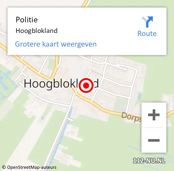 Locatie op kaart van de 112 melding: Politie Hoogblokland op 14 mei 2023 17:12