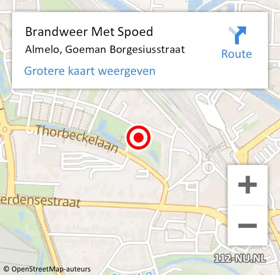 Locatie op kaart van de 112 melding: Brandweer Met Spoed Naar Almelo, Goeman Borgesiusstraat op 14 mei 2023 17:19