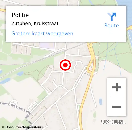 Locatie op kaart van de 112 melding: Politie Zutphen, Kruisstraat op 14 mei 2023 17:46