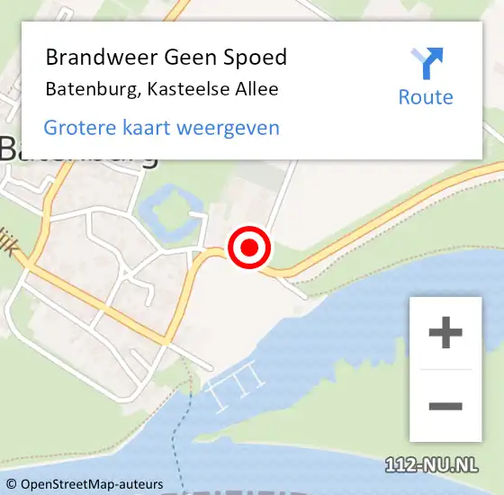 Locatie op kaart van de 112 melding: Brandweer Geen Spoed Naar Batenburg, Kasteelse Allee op 14 mei 2023 17:47