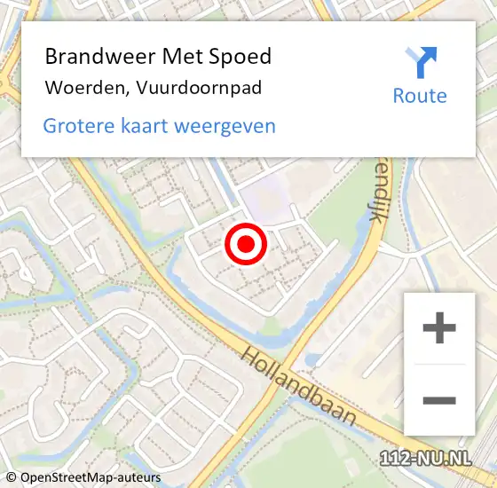 Locatie op kaart van de 112 melding: Brandweer Met Spoed Naar Woerden, Vuurdoornpad op 14 mei 2023 18:32