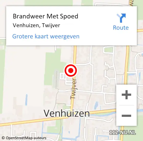 Locatie op kaart van de 112 melding: Brandweer Met Spoed Naar Venhuizen, Twijver op 14 mei 2023 18:35