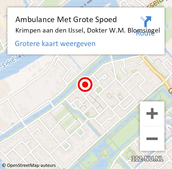 Locatie op kaart van de 112 melding: Ambulance Met Grote Spoed Naar Krimpen aan den IJssel, Dokter W.M. Blomsingel op 14 mei 2023 19:17