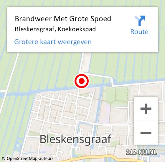 Locatie op kaart van de 112 melding: Brandweer Met Grote Spoed Naar Bleskensgraaf, Koekoekspad op 14 mei 2023 19:25