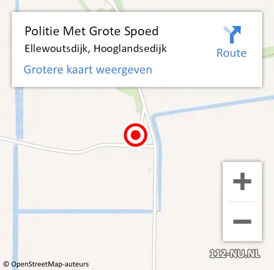 Locatie op kaart van de 112 melding: Politie Met Grote Spoed Naar Ellewoutsdijk, Hooglandsedijk op 14 mei 2023 19:33