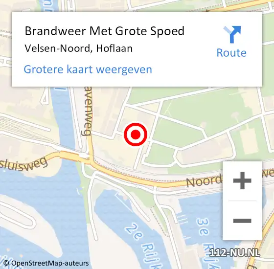 Locatie op kaart van de 112 melding: Brandweer Met Grote Spoed Naar Velsen-Noord, Hoflaan op 14 mei 2023 19:33