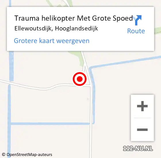 Locatie op kaart van de 112 melding: Trauma helikopter Met Grote Spoed Naar Ellewoutsdijk, Hooglandsedijk op 14 mei 2023 19:33