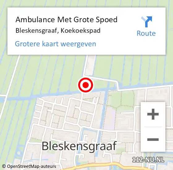 Locatie op kaart van de 112 melding: Ambulance Met Grote Spoed Naar Bleskensgraaf, Koekoekspad op 14 mei 2023 19:37