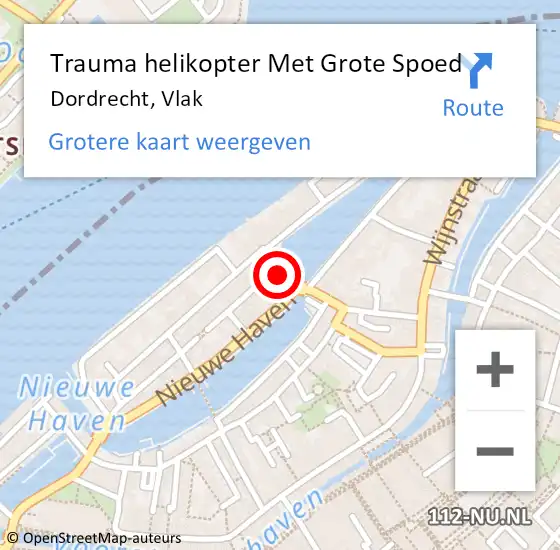 Locatie op kaart van de 112 melding: Trauma helikopter Met Grote Spoed Naar Dordrecht, Vlak op 14 mei 2023 19:42