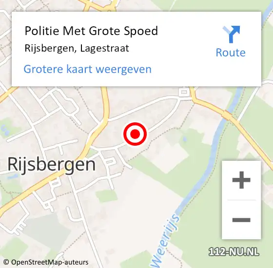 Locatie op kaart van de 112 melding: Politie Met Grote Spoed Naar Rijsbergen, Lagestraat op 14 mei 2023 19:48