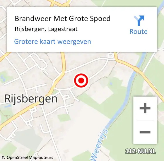 Locatie op kaart van de 112 melding: Brandweer Met Grote Spoed Naar Rijsbergen, Lagestraat op 14 mei 2023 19:51