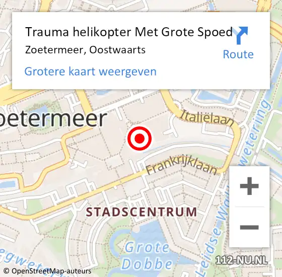 Locatie op kaart van de 112 melding: Trauma helikopter Met Grote Spoed Naar Zoetermeer, Oostwaarts op 14 mei 2023 19:55