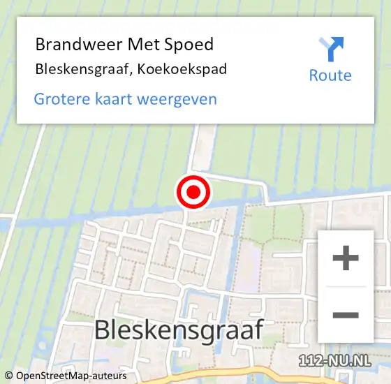 Locatie op kaart van de 112 melding: Brandweer Met Spoed Naar Bleskensgraaf, Koekoekspad op 14 mei 2023 20:01