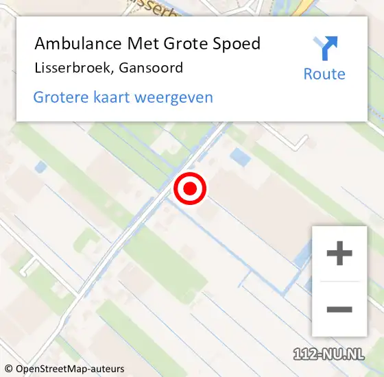 Locatie op kaart van de 112 melding: Ambulance Met Grote Spoed Naar Lisserbroek, Gansoord op 14 mei 2023 20:45