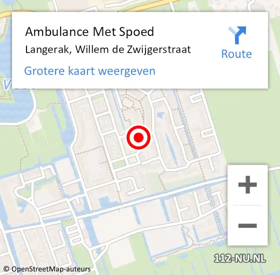 Locatie op kaart van de 112 melding: Ambulance Met Spoed Naar Langerak, Willem de Zwijgerstraat op 14 mei 2023 21:01