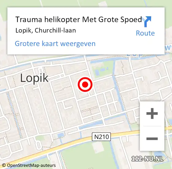Locatie op kaart van de 112 melding: Trauma helikopter Met Grote Spoed Naar Lopik, Churchill-laan op 14 mei 2023 21:20