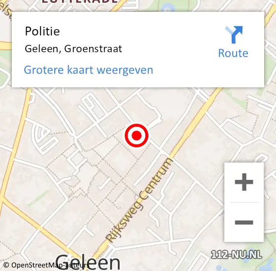 Locatie op kaart van de 112 melding: Politie Geleen, Groenstraat op 14 mei 2023 21:20