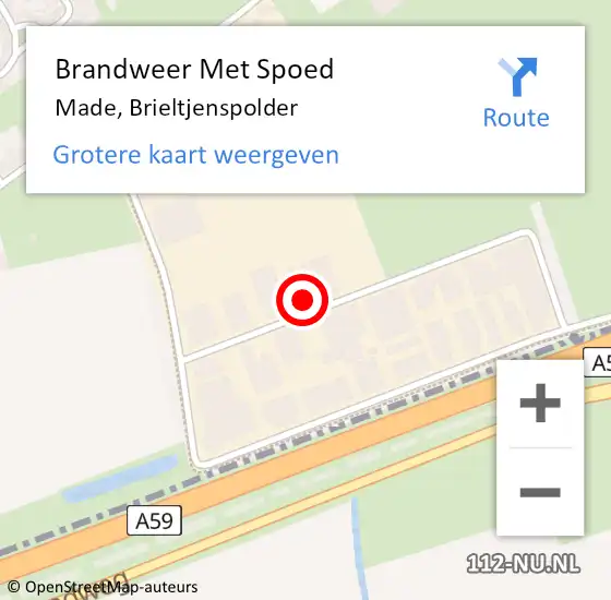 Locatie op kaart van de 112 melding: Brandweer Met Spoed Naar Made, Brieltjenspolder op 14 mei 2023 21:59