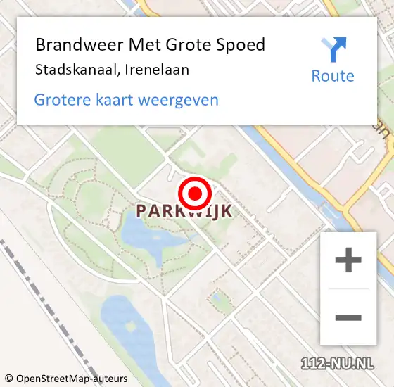 Locatie op kaart van de 112 melding: Brandweer Met Grote Spoed Naar Stadskanaal, Irenelaan op 14 mei 2023 22:07