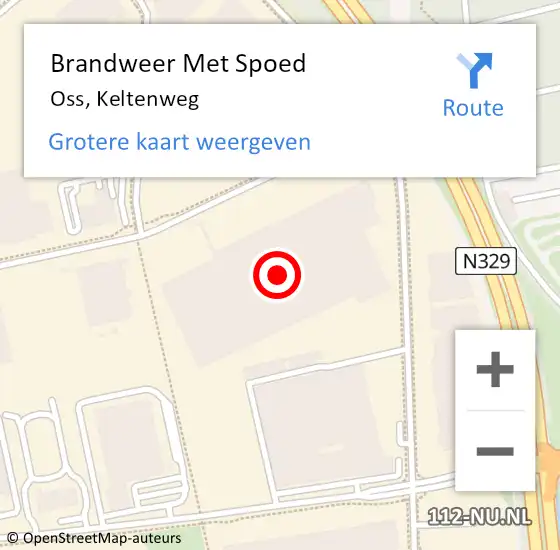 Locatie op kaart van de 112 melding: Brandweer Met Spoed Naar Oss, Keltenweg op 14 mei 2023 22:46