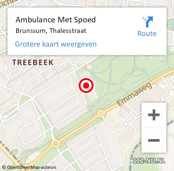 Locatie op kaart van de 112 melding: Ambulance Met Spoed Naar Brunssum, Thalesstraat op 25 augustus 2014 14:22