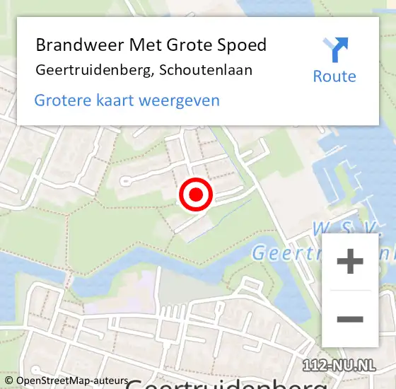 Locatie op kaart van de 112 melding: Brandweer Met Grote Spoed Naar Geertruidenberg, Schoutenlaan op 25 augustus 2014 14:22