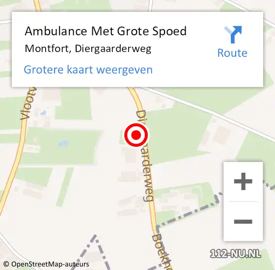 Locatie op kaart van de 112 melding: Ambulance Met Grote Spoed Naar Montfort, Diergaarderweg op 25 augustus 2014 14:23