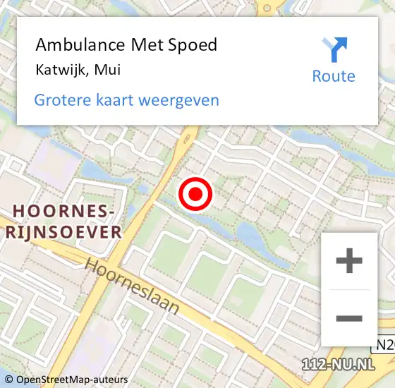 Locatie op kaart van de 112 melding: Ambulance Met Spoed Naar Katwijk, Mui op 14 mei 2023 23:46