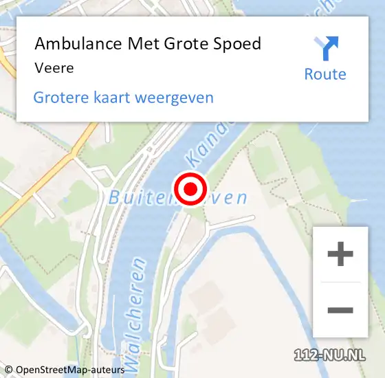 Locatie op kaart van de 112 melding: Ambulance Met Grote Spoed Naar Veere op 14 mei 2023 23:53