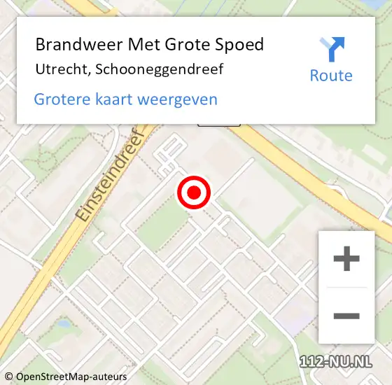 Locatie op kaart van de 112 melding: Brandweer Met Grote Spoed Naar Utrecht, Schooneggendreef op 14 mei 2023 23:56