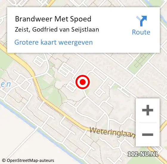 Locatie op kaart van de 112 melding: Brandweer Met Spoed Naar Zeist, Godfried van Seijstlaan op 15 mei 2023 00:23