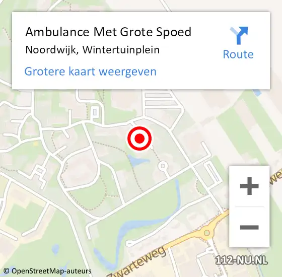 Locatie op kaart van de 112 melding: Ambulance Met Grote Spoed Naar Noordwijk, Wintertuinplein op 15 mei 2023 00:37